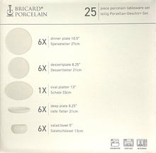 Laden Sie das Bild in den Galerie-Viewer, Bricard Porcelain Bobigny Dinner Set 25 Teilig